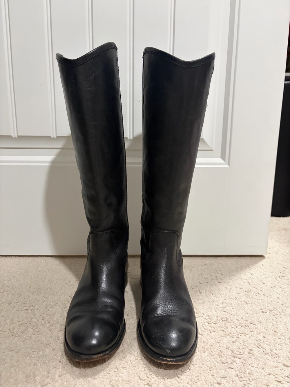 Frye Melissa Button 2 Black Leather Tall Riding Boots - Picture 3 of 8